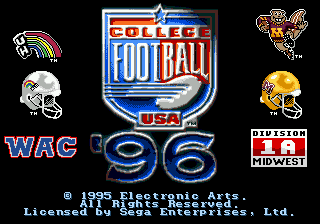 Заставка игры College Football USA 96